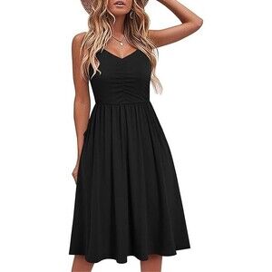 Casual Dress Small Sleeveless Summer Beach Dress A Line Spaghetti Strap Pockets